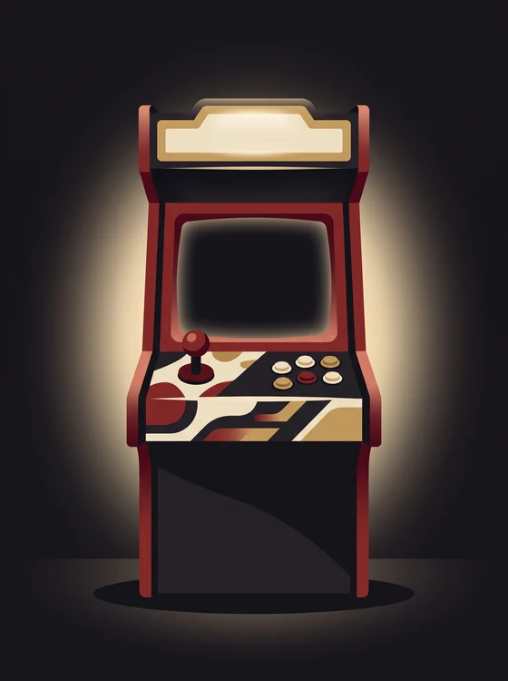 Retro arcade cabinet with 39 browser games