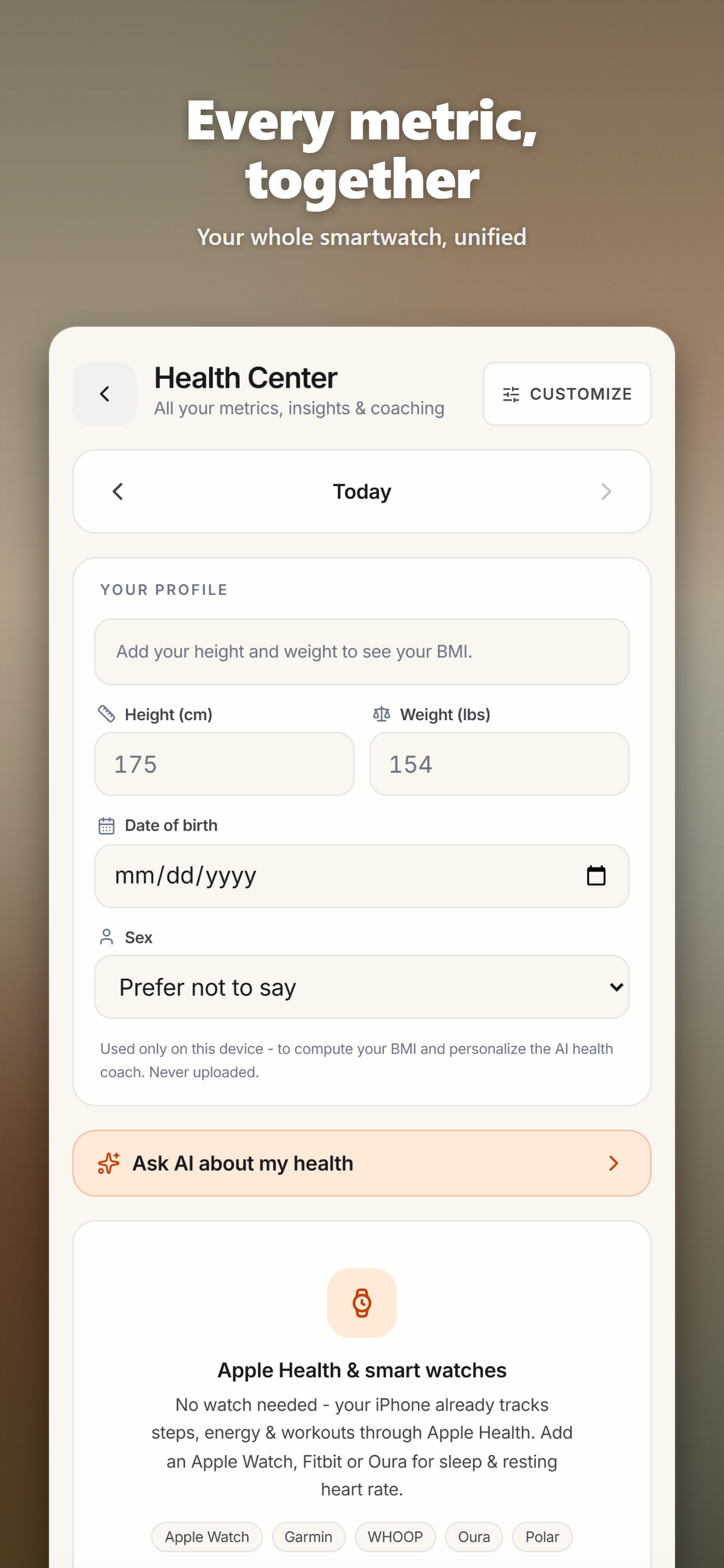 My Daily Tool HealthKit Integration Screen
